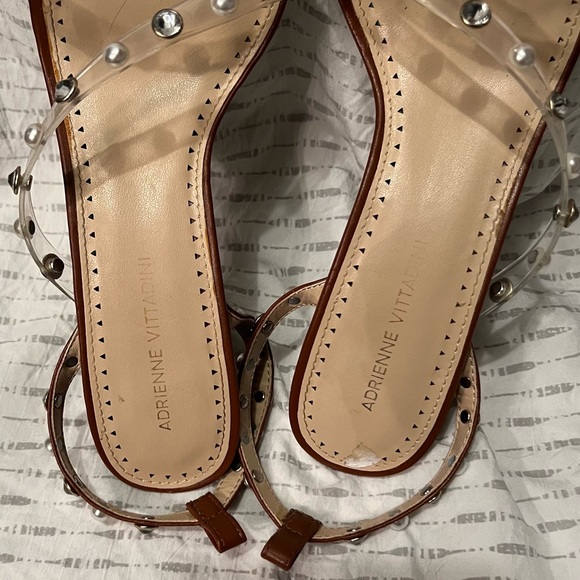 Adrienne Vittadini Glow-2 Strappy Crystal Sandal Heels in Cognac - Picture 2 of 8